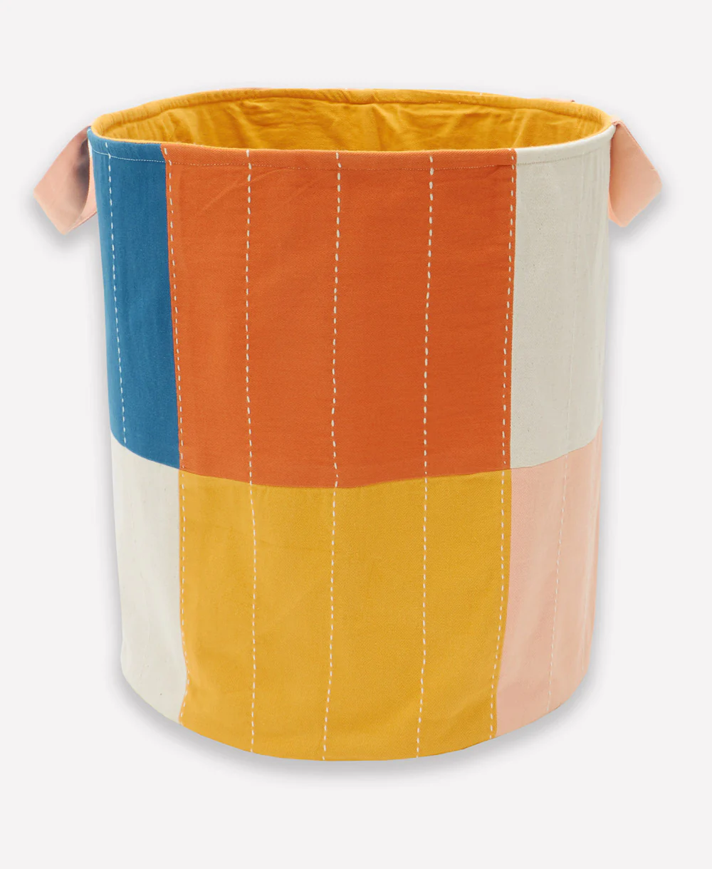 Checkered Fabric Storage Bin  - Mustard - Image 6