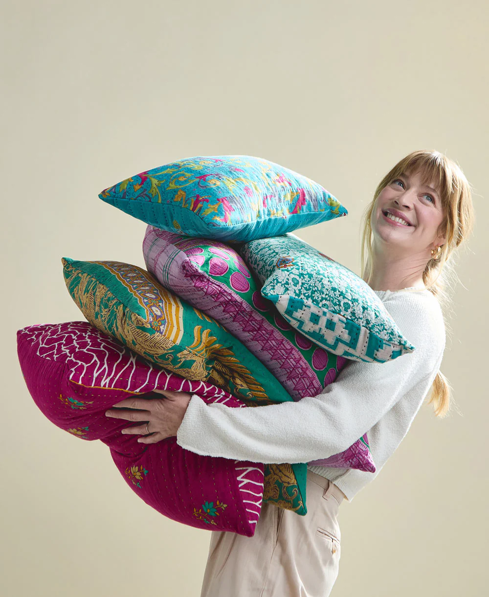 Kantha Lumbar Pillow - No. 240513 - Cover Only - Image 4