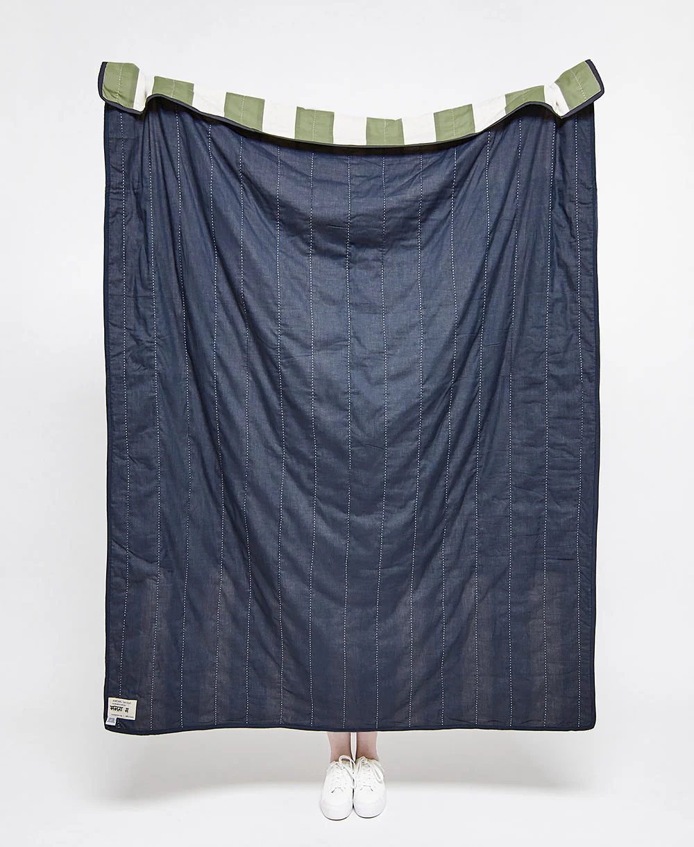 Offset Patchwork Quilt - Navy - Image 3